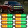 Nilight 8PCS LED Strobe lights 12V Sync Feature Amber White 12 24LED Emergency Hazard Warning Lights with Controller for Cars Trucks RVs Campers, 2 Years Warranty(Amber/Green Lights 8Pcs)
