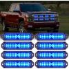 Nilight 8PCS LED Strobe lights 12V Sync Feature Amber White 12 24LED Emergency Hazard Warning Lights with Controller for Cars Trucks RVs Campers, 2 Years Warranty(Blue Lights 8Pcs)