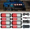 Nilight 8PCS LED Strobe lights 12V Sync Feature Amber White 12 24LED Emergency Hazard Warning Lights with Controller for Cars Trucks RVs Campers, 2 Years Warranty(Red/White Lights w/Controller 8Pcs)