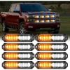 Nilight 8PCS LED Strobe lights 12V Sync Feature Amber White 12 24LED Emergency Hazard Warning Lights with Controller for Cars Trucks RVs Campers, 2 Years Warranty(Amber/White Lights 8Pcs)