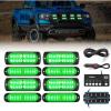 Nilight 8PCS LED Strobe lights 12V Sync Feature Amber White 12 24LED Emergency Hazard Warning Lights with Controller for Cars Trucks RVs Campers, 2 Years Warranty(Green Lights w/Controller 8Pcs)
