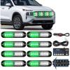 Nilight 8PCS LED Strobe lights 12V Sync Feature Amber White 12 24LED Emergency Hazard Warning Lights with Controller for Cars Trucks RVs Campers, 2 Years Warranty(Green/White with Controller)