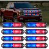 Nilight 8PCS LED Strobe lights 12V Sync Feature Amber White 12 24LED Emergency Hazard Warning Lights with Controller for Cars Trucks RVs Campers, 2 Years Warranty(Red/Blue Lights 8Pcs)