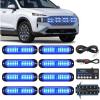 Nilight 8PCS LED Strobe lights 12V Sync Feature Amber White 12 24LED Emergency Hazard Warning Lights with Controller for Cars Trucks RVs Campers, 2 Years Warranty(Blue with Controller)