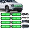 Nilight 8PCS LED Strobe lights 12V Sync Feature Amber White 12 24LED Emergency Hazard Warning Lights with Controller for Cars Trucks RVs Campers, 2 Years Warranty(Green with Controller)