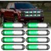 Nilight 8PCS LED Strobe lights 12V Sync Feature Amber White 12 24LED Emergency Hazard Warning Lights with Controller for Cars Trucks RVs Campers, 2 Years Warranty(Green/White Lights 8Pcs)
