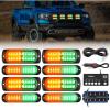 Nilight 8PCS LED Strobe lights 12V Sync Feature Amber White 12 24LED Emergency Hazard Warning Lights with Controller for Cars Trucks RVs Campers, 2 Years Warranty(Amber/Green)