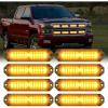 Nilight 8PCS LED Strobe lights 12V Sync Feature Amber White 12 24LED Emergency Hazard Warning Lights with Controller for Cars Trucks RVs Campers, 2 Years Warranty(Amber Lights 8Pcs)