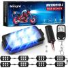 Nilight 8PCS Motorcycle RGB Led Light Kit Waterproof Multi-Color Atmosphere Lights Lamp with 4Key RF Wireless Remote for Harley Davidson Honda Kawasaki Suzuki, 2 Years Warranty (TL-42)(8Pcs RGB LED Pods Lights)