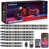 Nilight 8PCS Motorcycle RGB Led Light Kit Waterproof Multi-Color Atmosphere Lights Lamp with 4Key RF Wireless Remote for Harley Davidson Honda Kawasaki Suzuki, 2 Years Warranty (TL-42)(8Pcs RGB LED Strip-APP)