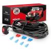 Nilight LED Light Bar Wiring Harness Kit Motorcycle Handlebar Push Button Switch 16AWG 2 Leads 12V On Off for ATV UTV Driving Lights 7/8inch(Wiring Harness Motorcycle)