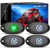 Nilight LED Rock Light 4PCS Underglow Wheel Well Pods Waterproof Exterior Underbody Roof Rack Side Lamps for Car Truck Pickups ATV UTV SUV Motorcycle Boat, White Color(Green)