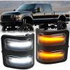Nilight Side Mirror Marker Light Switchback White Parking Amber Turn Signals Lights Smoked Lens Plug and Play Compatible With Ford F150 Raptor Expedition 2006-2008 Lincoln Mark LT(Ford 2018-2016)