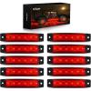 Nilight TL-14 10PCS 3.8” 6 Amber Indicator Rear Side Truck Trailer RV Cab Boat Bus Lorry LED Marker Clearance Light(Red)