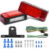 Nilight TL-20 2PCS Submersible Kit Low Profile Rectangular LED Stop Tail Turn Signal Side Marker Light on 12V RV Pickup Trucks Marine Boats Trailers, 2 Years Warranty,Red, White, Black(Rectangular Light+ Wire Kit)