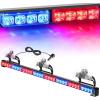 Nilight Traffic Advisor Emergency Strobe Light Bar 35Inch 32LED 21 Flash Patterns Directional Safety Warning Lights with Cigar Lighter on Trucks Police Cars Construction Vehicles(Blue Mix Red)