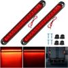 Nilight Trailer Light 16Inch 12 LED Red Running Brake Sequential Turn Signals Lights Waterproof Rear Maker ID Bar for 12V Boat Truck RV(Red 10Inch 15LED)