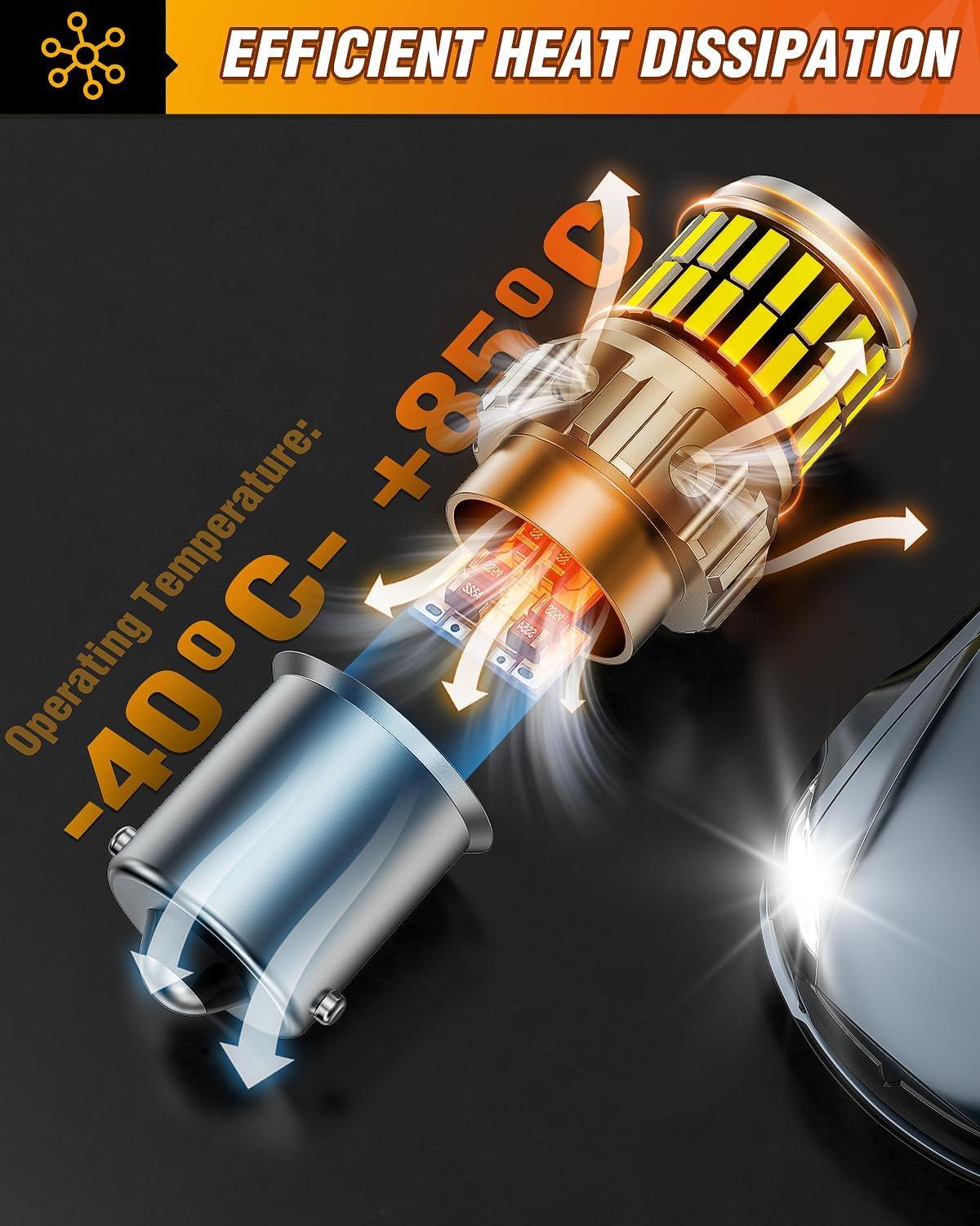 imageNilight 1156 LED Bulb Super Bright 4014 63SMD LED Replacement for Reverse Backup Parking Tail Brake DRL Turn Signal LightBA15S 7506 1003 1141 P21W2 PCSWhite 1156