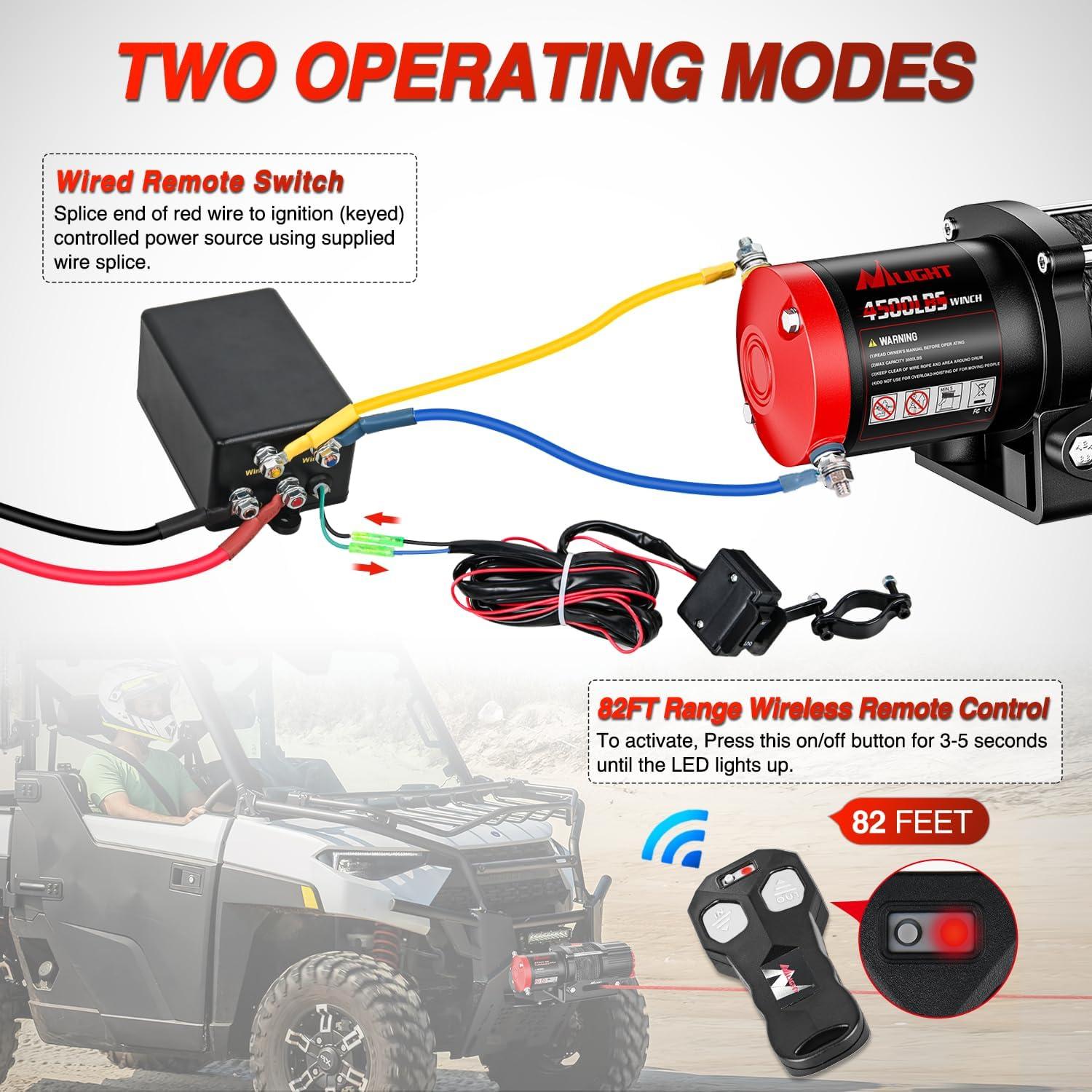 imageNilight 12000lbs Electric Winch 12V Waterproof IP68 for Trailer Jeep ATV UTV Truck SUV Towing Portable Winches with Synthetic Rope 3IN1 Smart Remote12V 4500 lbs