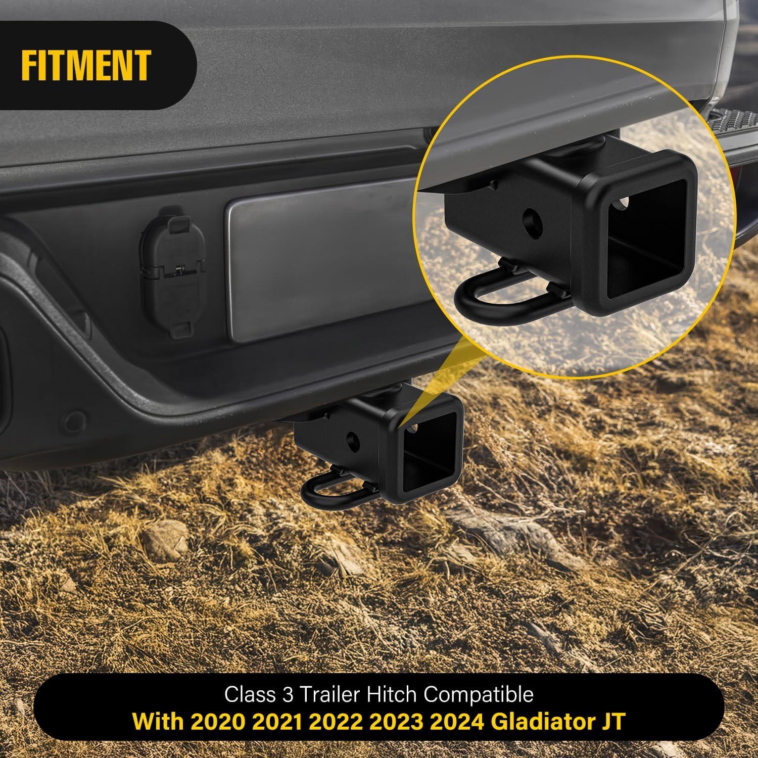 imageNilight 2 Inch Rear Trailer Hitch Receiver Class 3 Tow Towing Hitch ampamp Cover Kit for Gladiator JT 2019 2020 2021 2022 2023 2024 2025 with Hitch CoverFor Gladiator JT 20192025 Tow Hitch