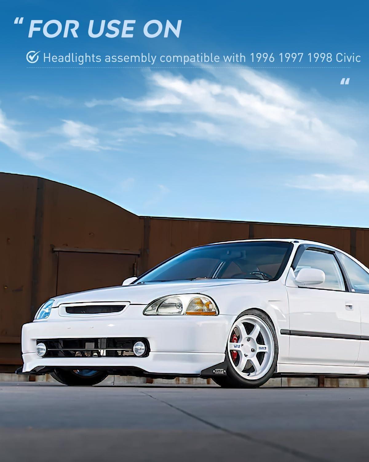 imageNilight 2006 2007 2008 2009 2010 2011 Civic Headlights Amber Sedan 4 Door Only Headlights Assembly Headlamp ReplacementDriver and Passenger SideBlack Housing Amber ReflectorChrome Housing Amber Reflector