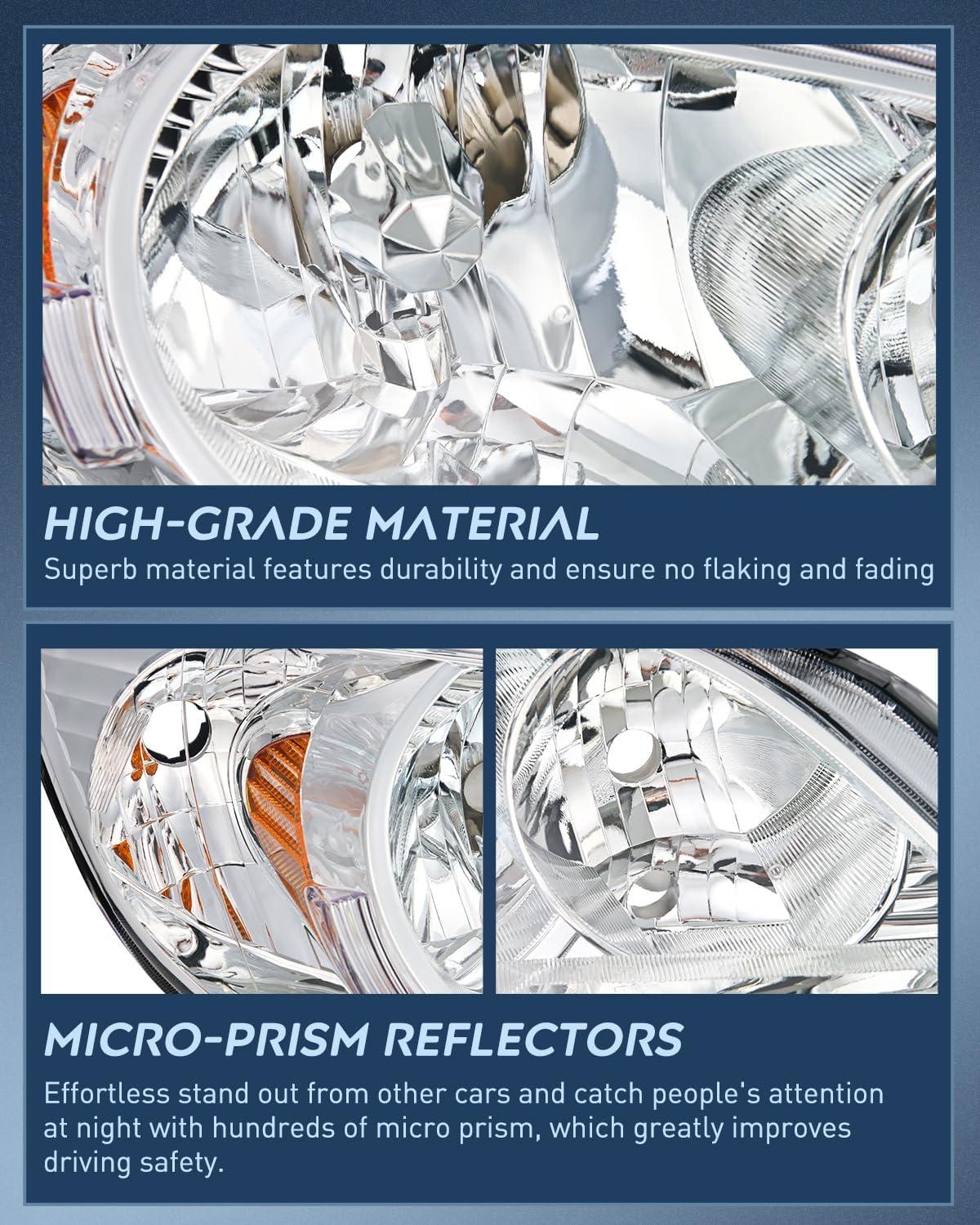 imageNilight 2006 2007 2008 2009 2010 2011 Civic Headlights Amber Sedan 4 Door Only Headlights Assembly Headlamp ReplacementDriver and Passenger SideBlack Housing Amber ReflectorChrome Housing Amber Reflector