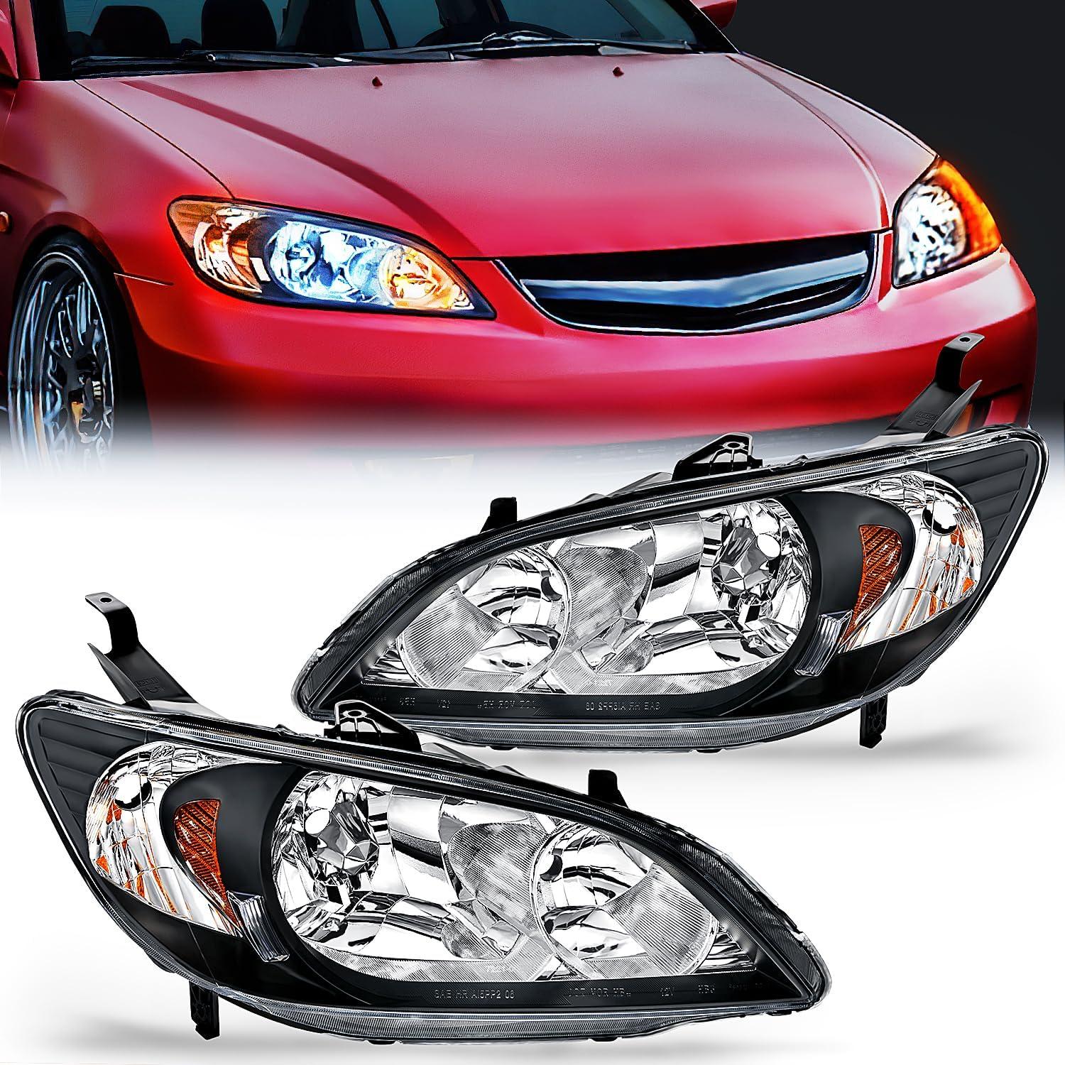 imageNilight 2006 2007 2008 2009 2010 2011 Civic Headlights Amber Sedan 4 Door Only Headlights Assembly Headlamp ReplacementDriver and Passenger SideBlack Housing Amber ReflectorBlack Housing Amber Reflector