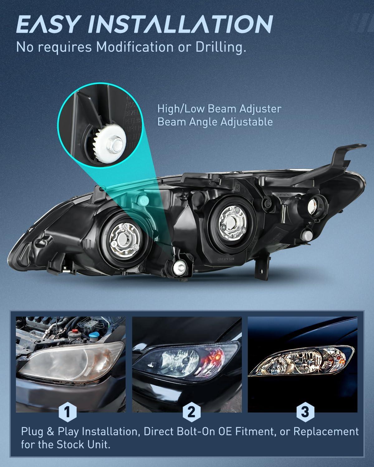 imageNilight 2006 2007 2008 2009 2010 2011 Civic Headlights Amber Sedan 4 Door Only Headlights Assembly Headlamp ReplacementDriver and Passenger SideBlack Housing Amber ReflectorBlack Housing Amber Reflector