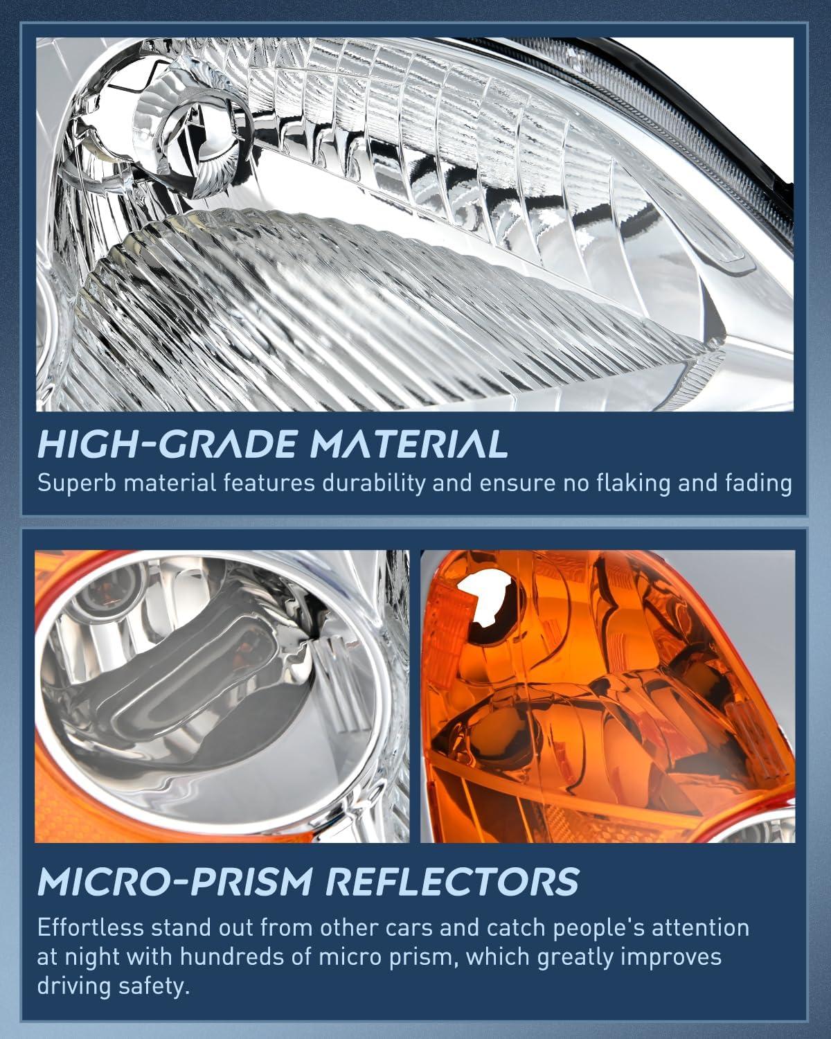 imageNilight 2006 2007 2008 2009 2010 2011 Civic Headlights Amber Sedan 4 Door Only Headlights Assembly Headlamp ReplacementDriver and Passenger SideBlack Housing Amber ReflectorChrome Housing Amber Reflector