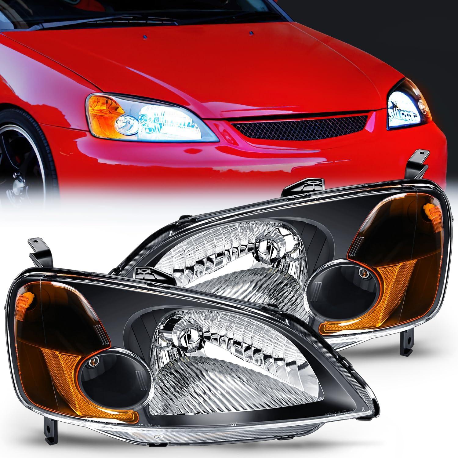 imageNilight 2006 2007 2008 2009 2010 2011 Civic Headlights Amber Sedan 4 Door Only Headlights Assembly Headlamp ReplacementDriver and Passenger SideBlack Housing Amber ReflectorBlack Housing Amber Reflector