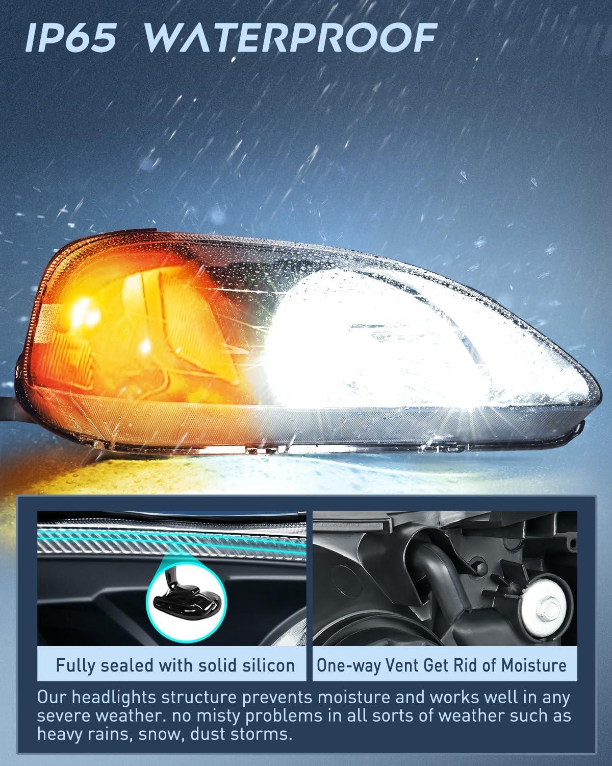 imageNilight 2006 2007 2008 2009 2010 2011 Civic Headlights Amber Sedan 4 Door Only Headlights Assembly Headlamp ReplacementDriver and Passenger SideBlack Housing Amber ReflectorBlack Housing Amber Reflector