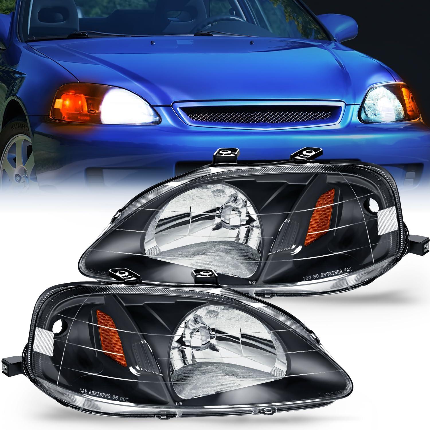 imageNilight 2006 2007 2008 2009 2010 2011 Civic Headlights Amber Sedan 4 Door Only Headlights Assembly Headlamp ReplacementDriver and Passenger SideBlack Housing Amber ReflectorBlack Housing Amber Reflector