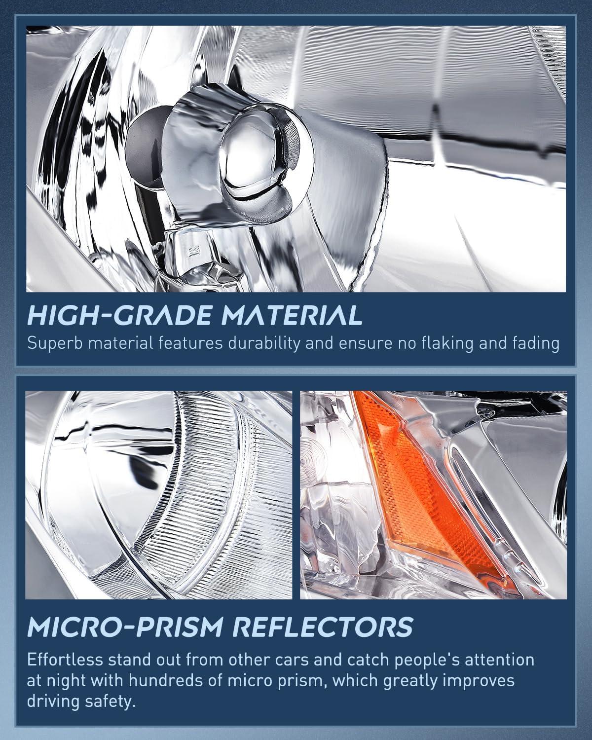 imageNilight 2006 2007 2008 2009 2010 2011 Civic Headlights Amber Sedan 4 Door Only Headlights Assembly Headlamp ReplacementDriver and Passenger SideBlack Housing Amber ReflectorChrome Housing Amber Reflector