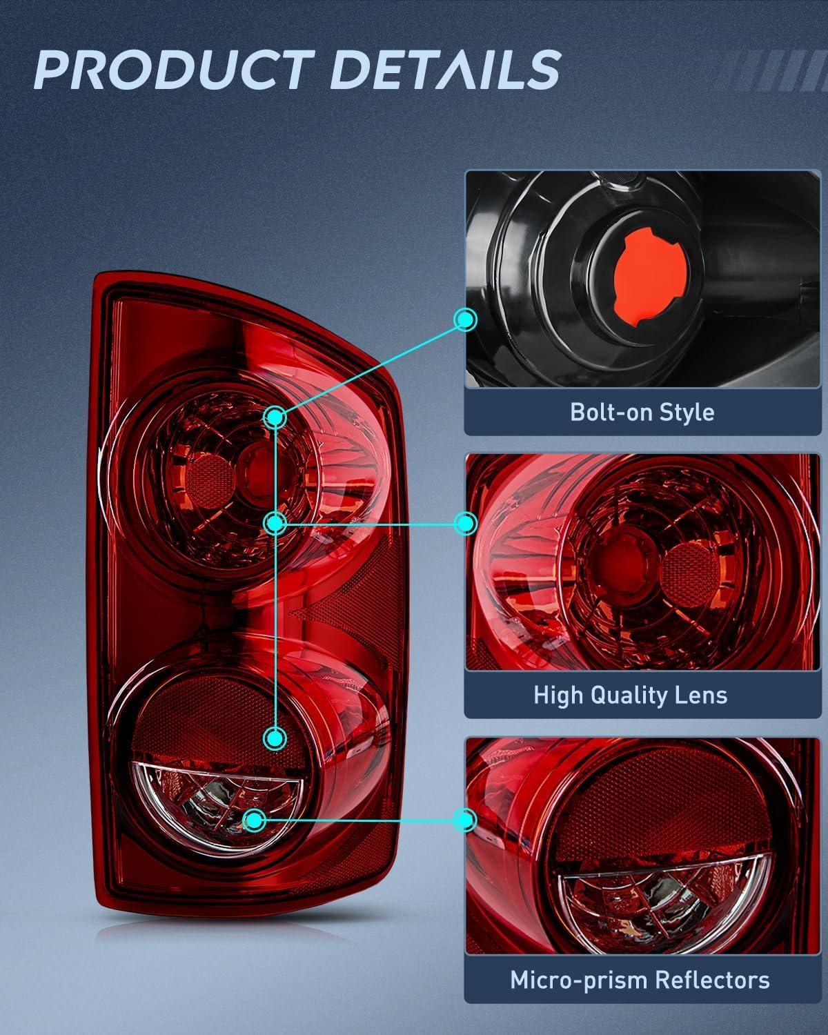 imageNilight 2007 2008 2009 Dodge Ram Headlight Assembly 2 Pack Compatible with 20062008 Dodge Ram 1500 20062009 Dodge Ram 2500 3500 Headlamp Replacement Driver and Passenger SideSmoke RedPassenger Side