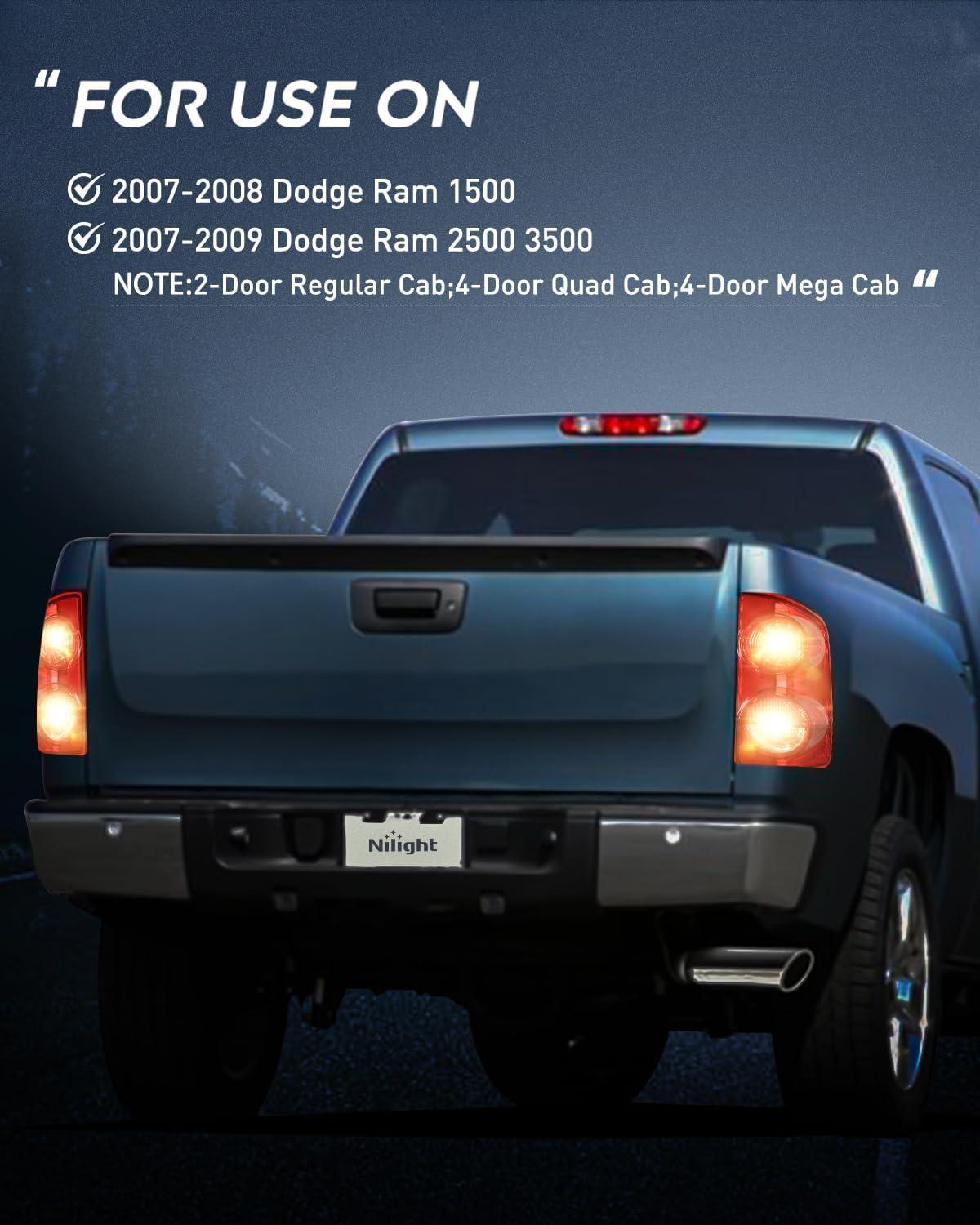 imageNilight 2007 2008 2009 Dodge Ram Headlight Assembly 2 Pack Compatible with 20062008 Dodge Ram 1500 20062009 Dodge Ram 2500 3500 Headlamp Replacement Driver and Passenger SideRedPair