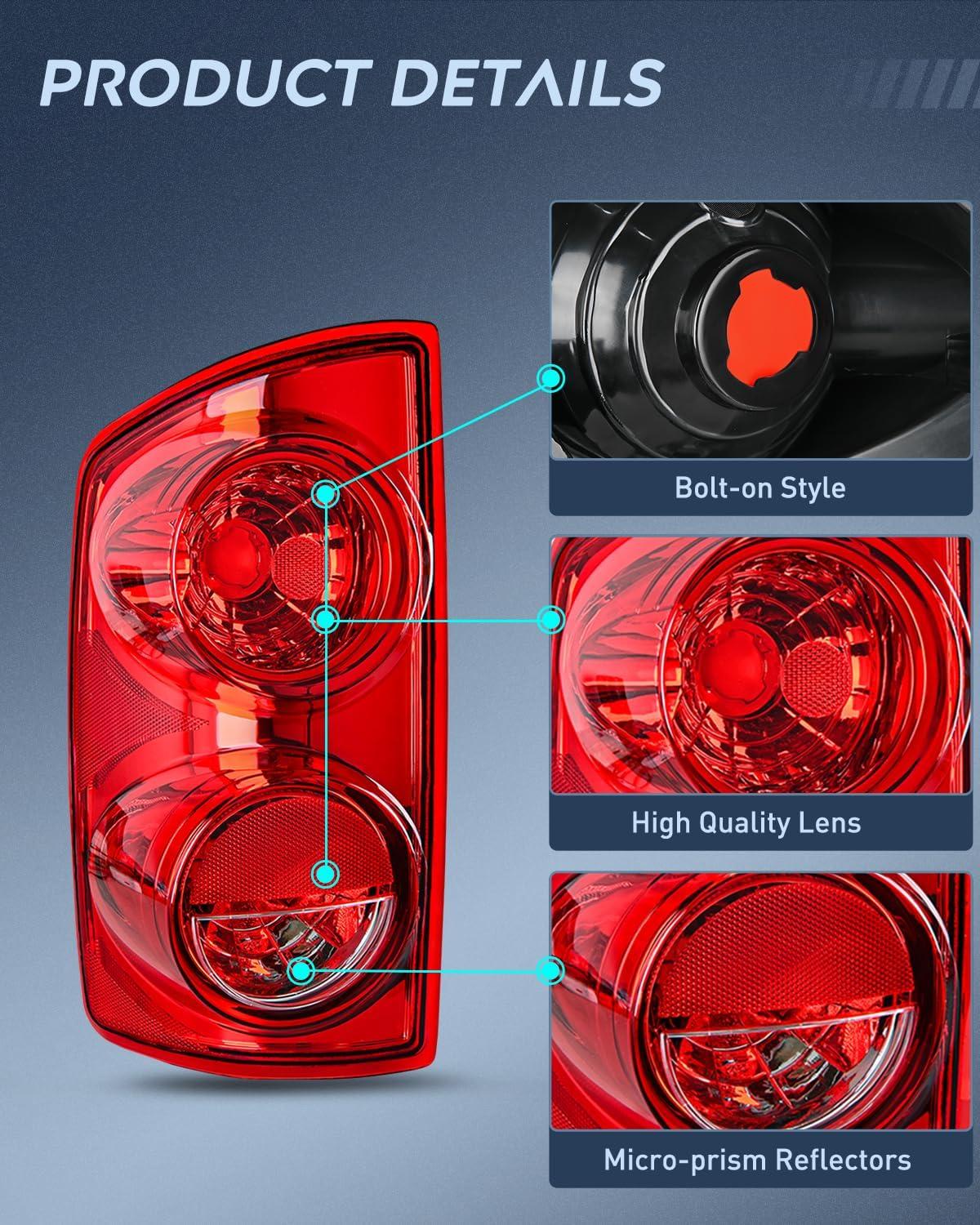 imageNilight 2007 2008 2009 Dodge Ram Headlight Assembly 2 Pack Compatible with 20062008 Dodge Ram 1500 20062009 Dodge Ram 2500 3500 Headlamp Replacement Driver and Passenger SideChrome Housing Amber Reflector wTaillight