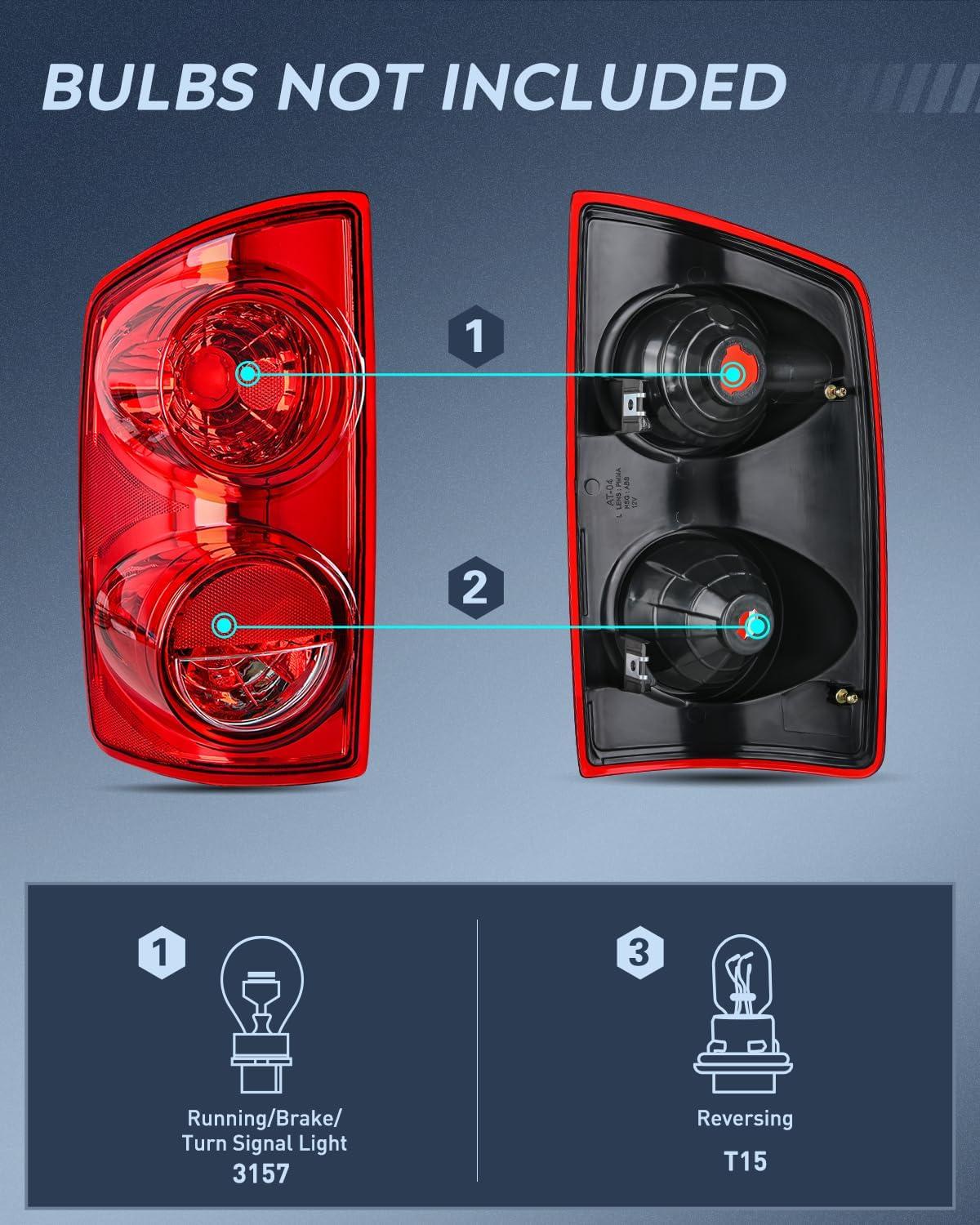 imageNilight 2007 2008 2009 Dodge Ram Headlight Assembly 2 Pack Compatible with 20062008 Dodge Ram 1500 20062009 Dodge Ram 2500 3500 Headlamp Replacement Driver and Passenger SideChrome Housing Amber Reflector wTaillight