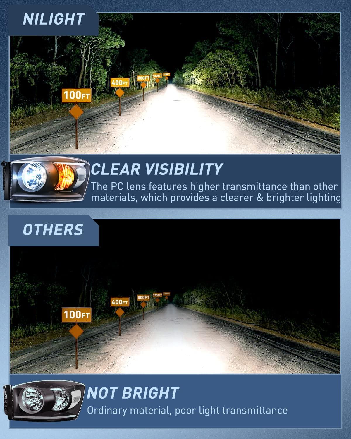 imageNilight 2007 2008 2009 Dodge Ram Headlight Assembly 2 Pack Compatible with 20062008 Dodge Ram 1500 20062009 Dodge Ram 2500 3500 Headlamp Replacement Driver and Passenger SideBlack Housing Clear Reflector