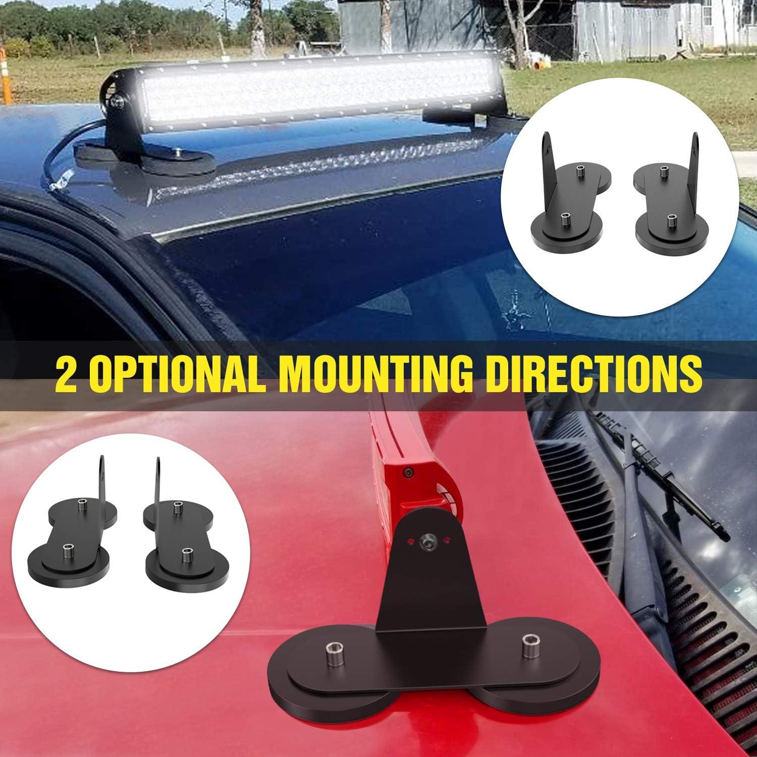 imageNilight 2PCS Magnetic Base LED Light Bar Mounting Brackets Powerful Sucker Holder for BottomMounted Offroad Work Auxiliary Lamps Mounts on Hood APillar2Pcs SideMounted Magnetic Base