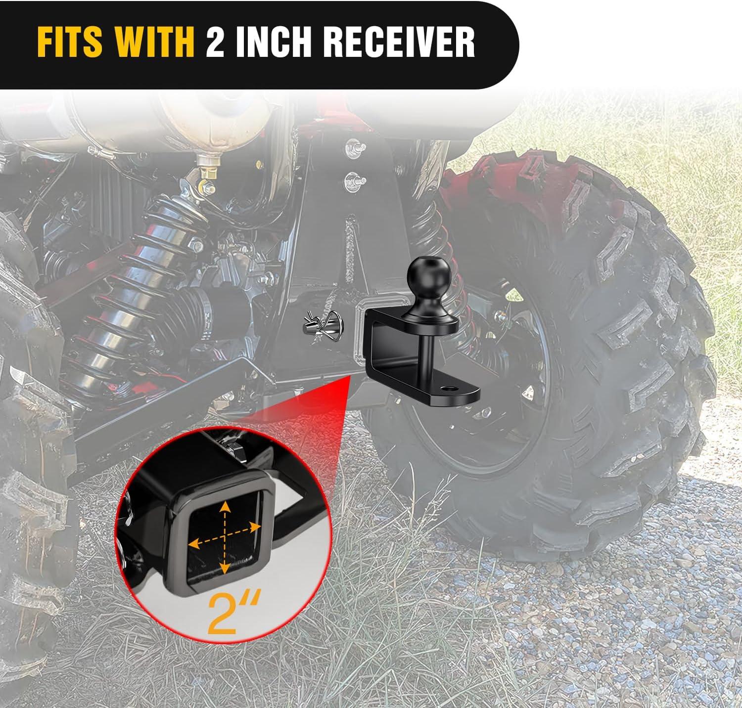 imageNilight 3 in 1 ATV UTV Multi Hitch Mount with 178 inch Ball Hitch Rated 2000 LBS Fits 114 Inch Receiver Winch Strap Loop Rated 5000 LBS2 Hitch Receiver with 178 Ball