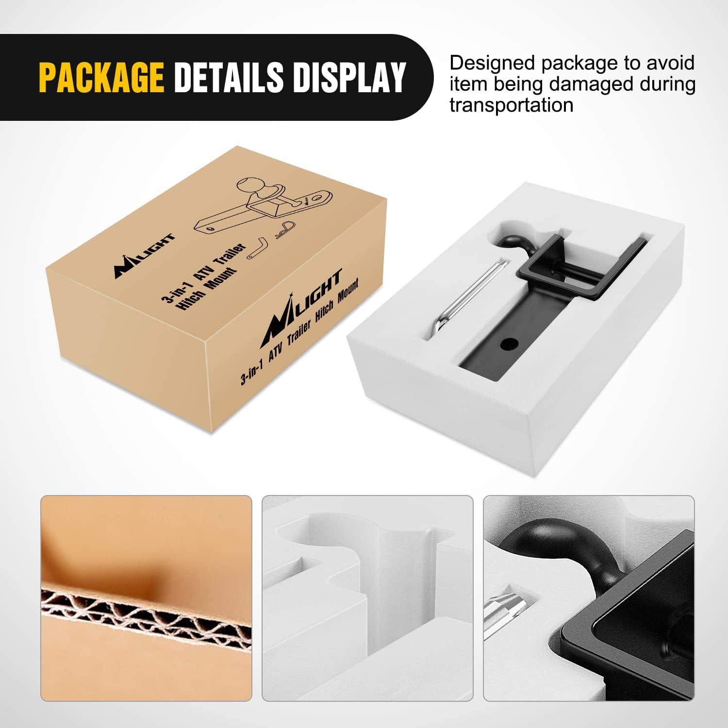 imageNilight 3 in 1 ATV UTV Multi Hitch Mount with 178 inch Ball Hitch Rated 2000 LBS Fits 114 Inch Receiver Winch Strap Loop Rated 5000 LBS2 Hitch Receiver with 2 Ball