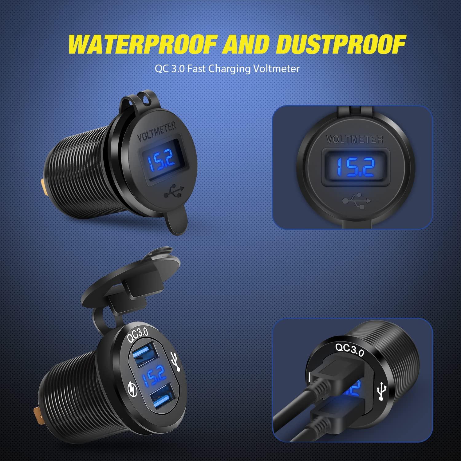 imageNilight 6 Gang Rocker Switch 12V SPST ON Off Switch QC 30 USB Charger Voltmeter Waterproof Aluminum Rocker Switch Panel Night Glow Stickers for Boats Cars RVs Trucks 2 Years WarrantyBlueDual USB 6Gang Switch Blue