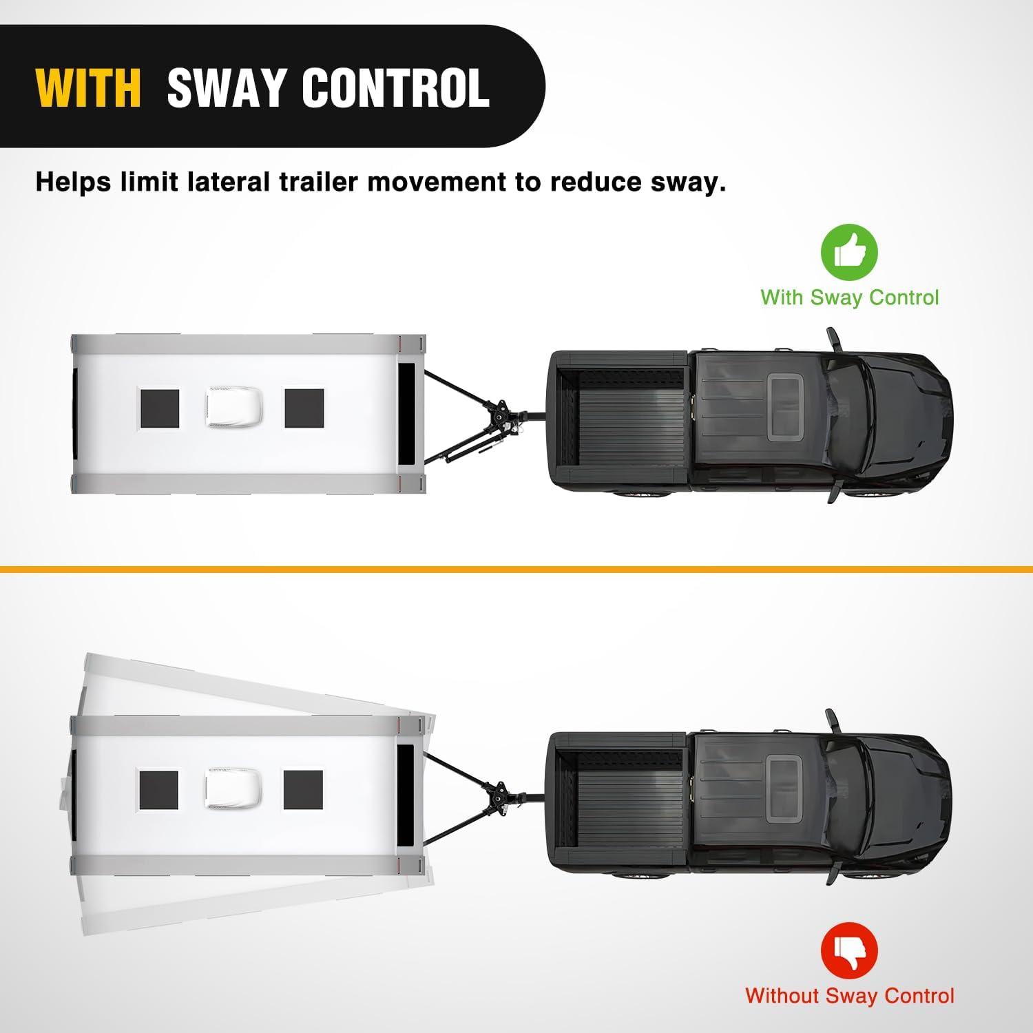 imageNilight 800 lbs Round Bar Weight Distributing Hitches Kit with Sway Control 2in Solid Steel Shank 2516 in Alloy Steel BallAdjustable Sway Control