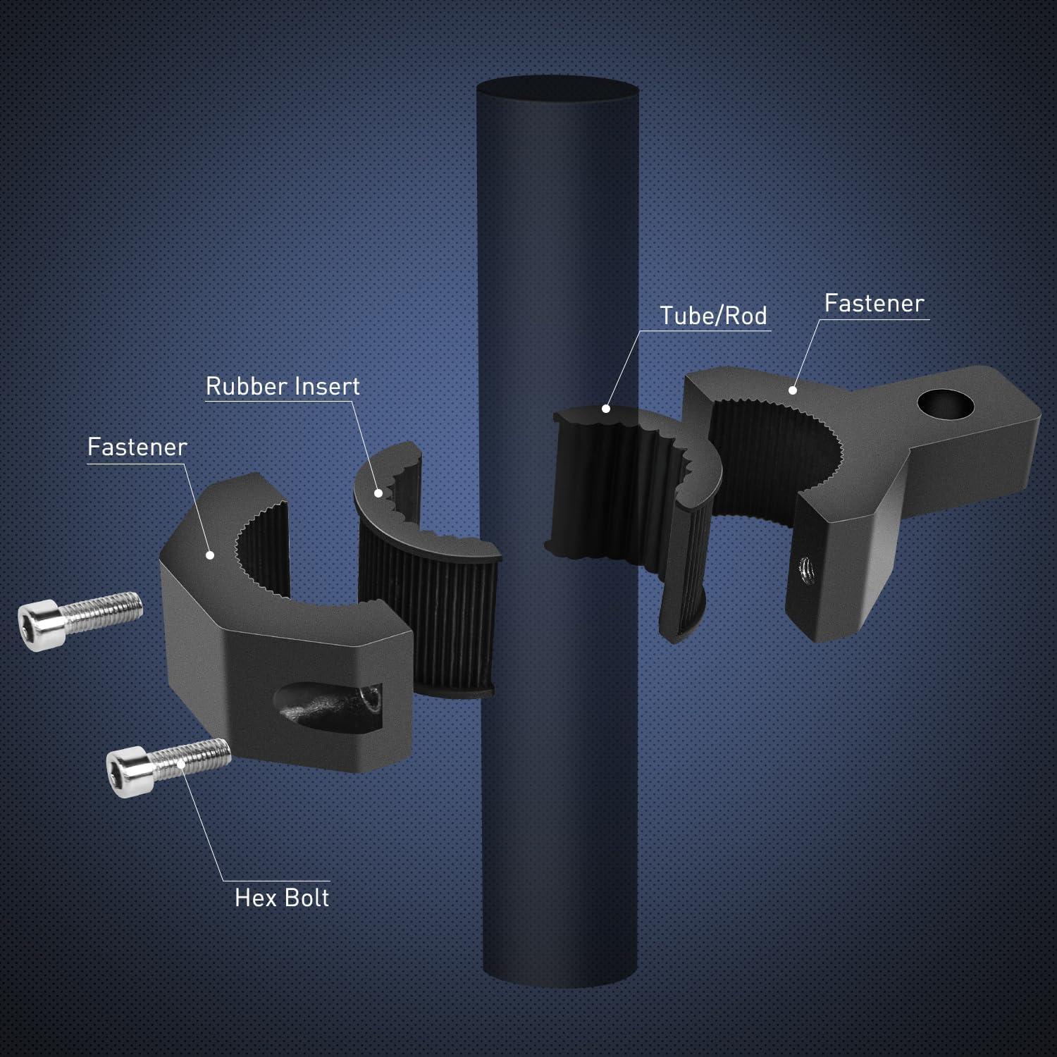 imageNilight 90023D 4Pack Standard 4PCS Mounting Bracket Kit LED Off Road Light Vertical Bar Tube Clamp Roof Roll Cage Holder2 Years Warranty Black2Pack Standard