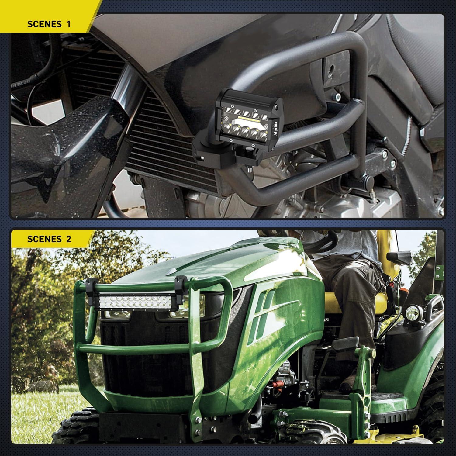 imageNilight 90023D 4Pack Standard 4PCS Mounting Bracket Kit LED Off Road Light Vertical Bar Tube Clamp Roof Roll Cage Holder2 Years Warranty Black2Pack Standard