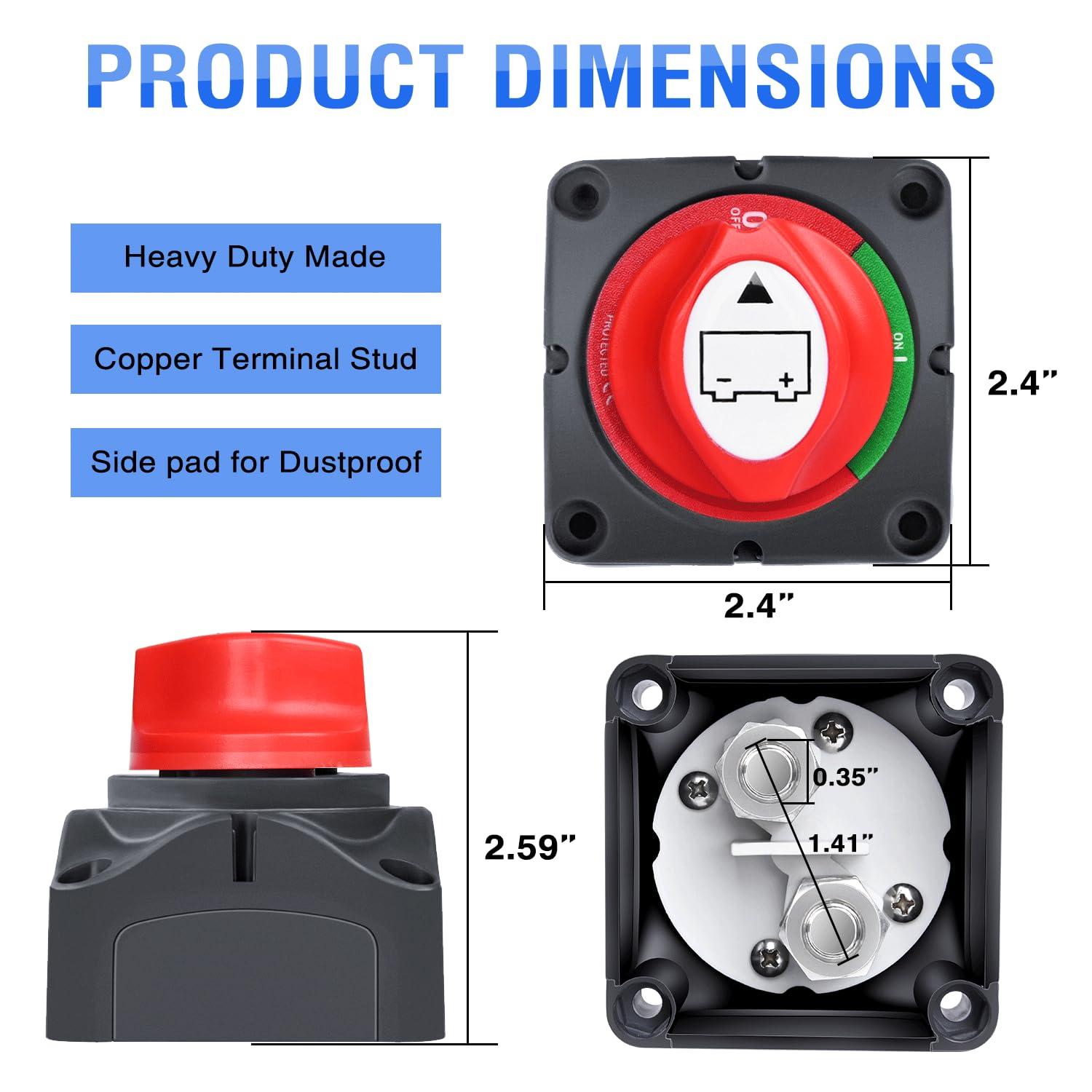 imageNilight Battery Disconnect Switch 50A Master Disconnect Isolator 12V48V On Off Power Cutoff Switch Waterproof Heavy Duty for Marine Boat Car RV ATV UTV Yacht 2 Years Warranty2Pcs OnOff Switch 275A