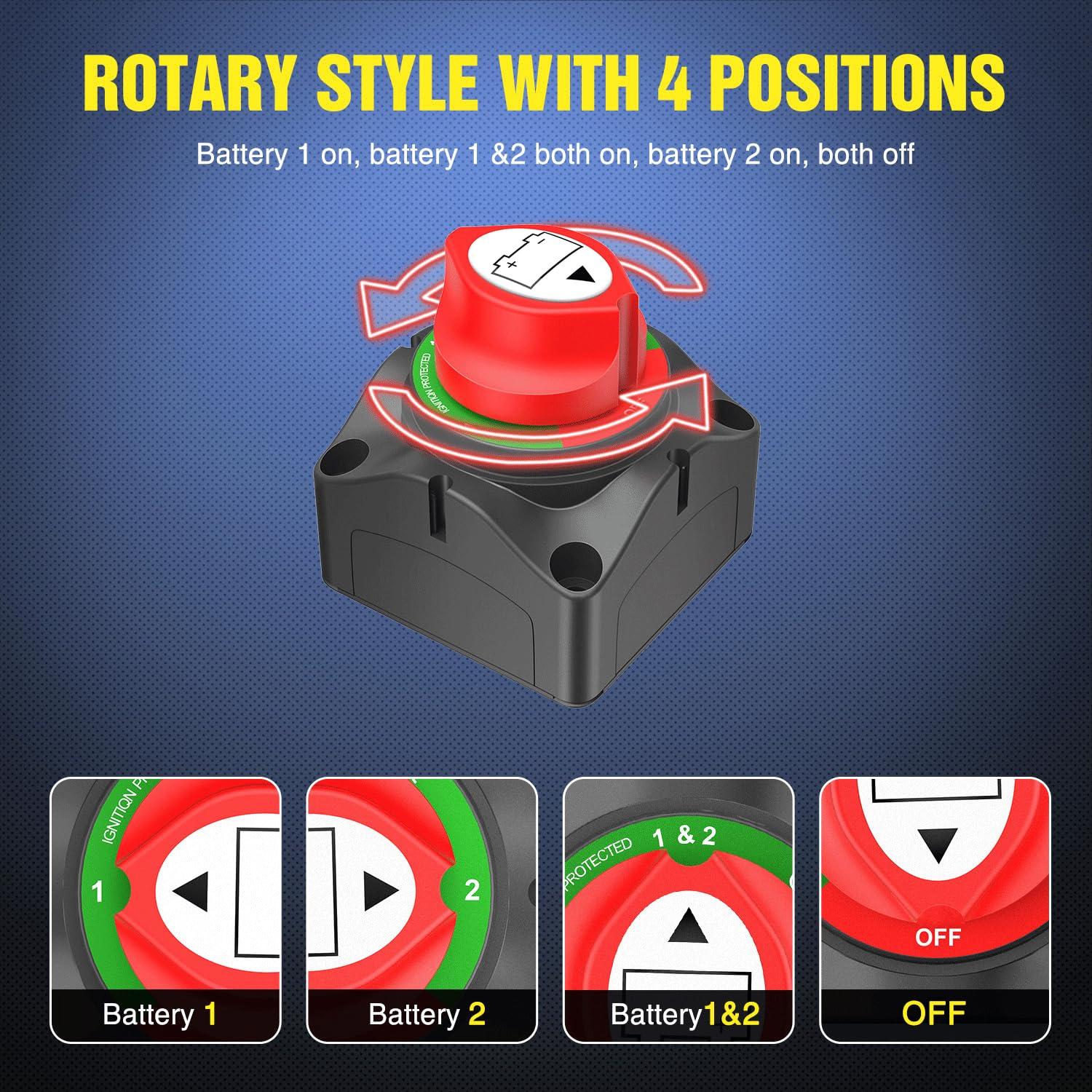 imageNilight Battery Disconnect Switch 50A Master Disconnect Isolator 12V48V On Off Power Cutoff Switch Waterproof Heavy Duty for Marine Boat Car RV ATV UTV Yacht 2 Years Warranty12BothOff Switch 200A