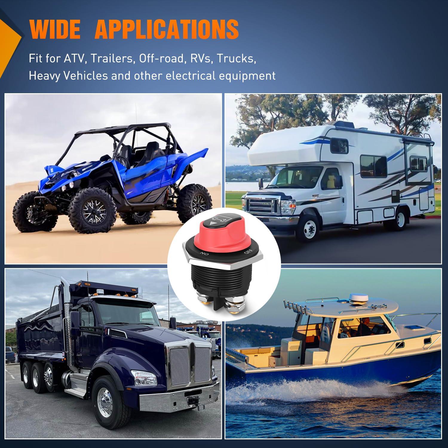 imageNilight Battery Disconnect Switch 50A Master Disconnect Isolator 12V48V On Off Power Cutoff Switch Waterproof Heavy Duty for Marine Boat Car RV ATV UTV Yacht 2 Years WarrantyOnOff Switch 200A