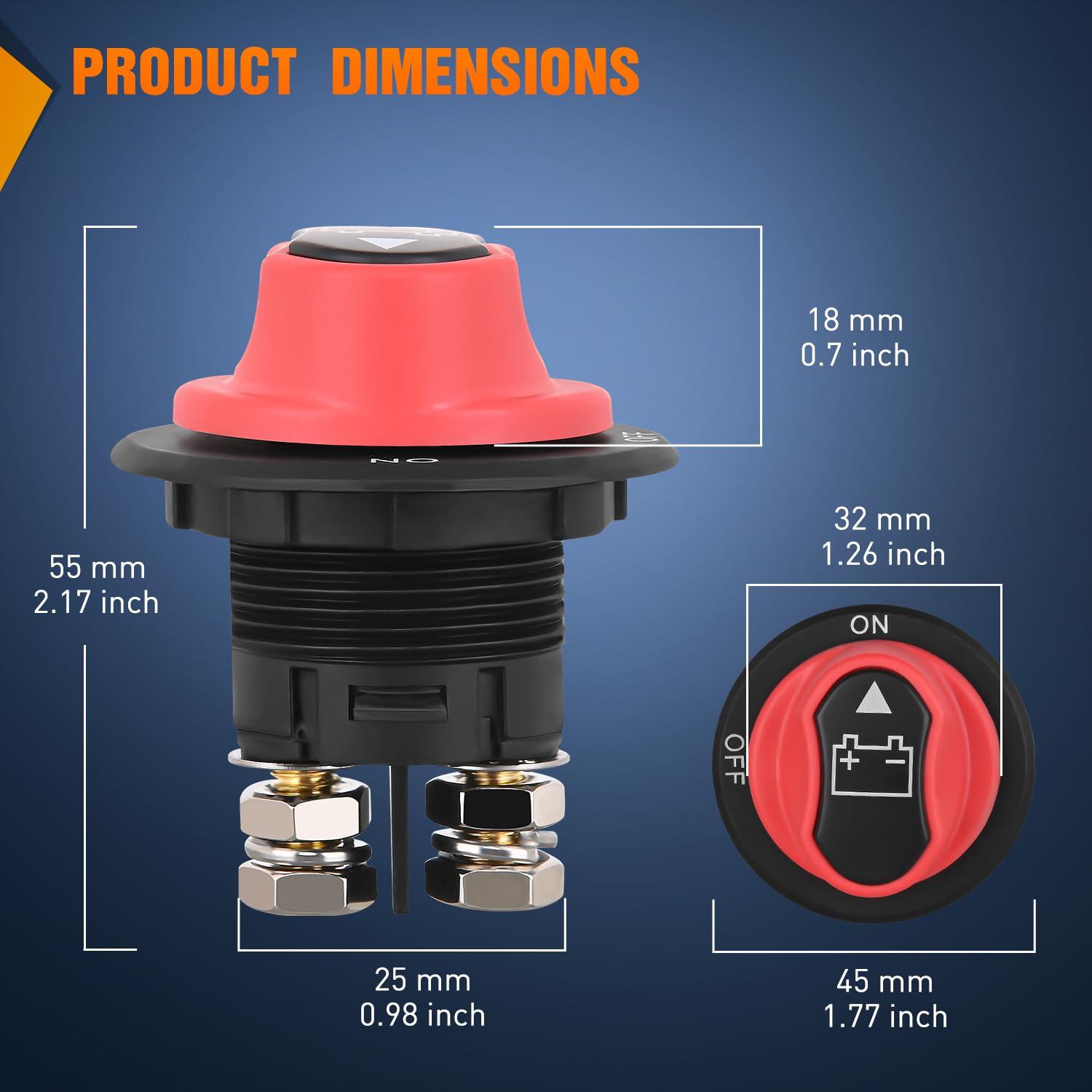 imageNilight Battery Disconnect Switch 50A Master Disconnect Isolator 12V48V On Off Power Cutoff Switch Waterproof Heavy Duty for Marine Boat Car RV ATV UTV Yacht 2 Years WarrantyOnOff Switch 100A