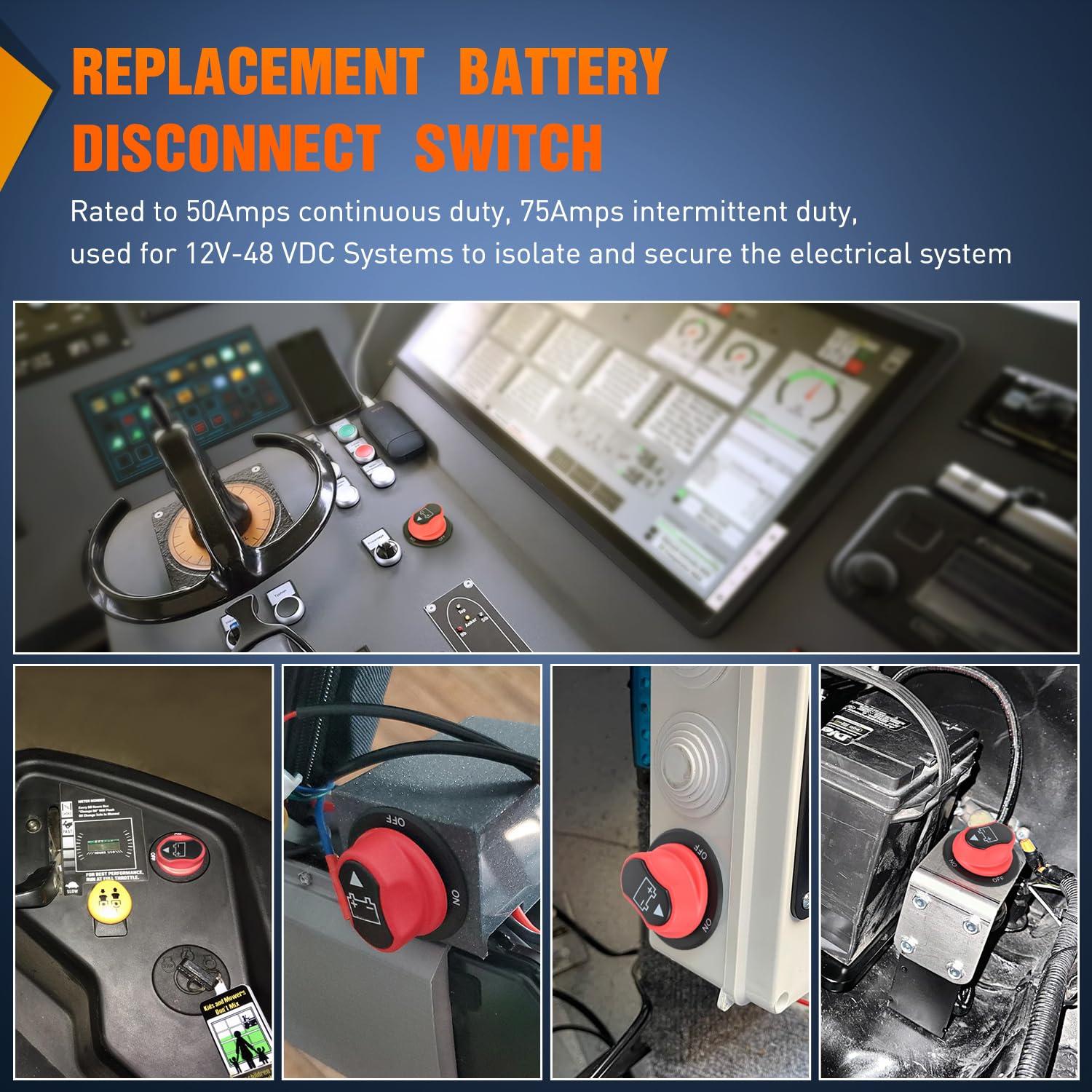 imageNilight Battery Disconnect Switch 50A Master Disconnect Isolator 12V48V On Off Power Cutoff Switch Waterproof Heavy Duty for Marine Boat Car RV ATV UTV Yacht 2 Years WarrantyOnOff Switch 100A